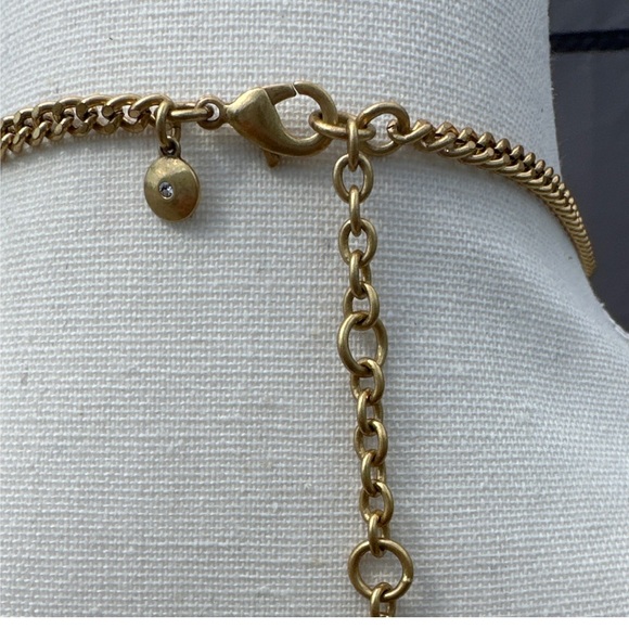 J Crew Factory Gold Tone and Green Statement Bib Necklace - Picture 5 of 16